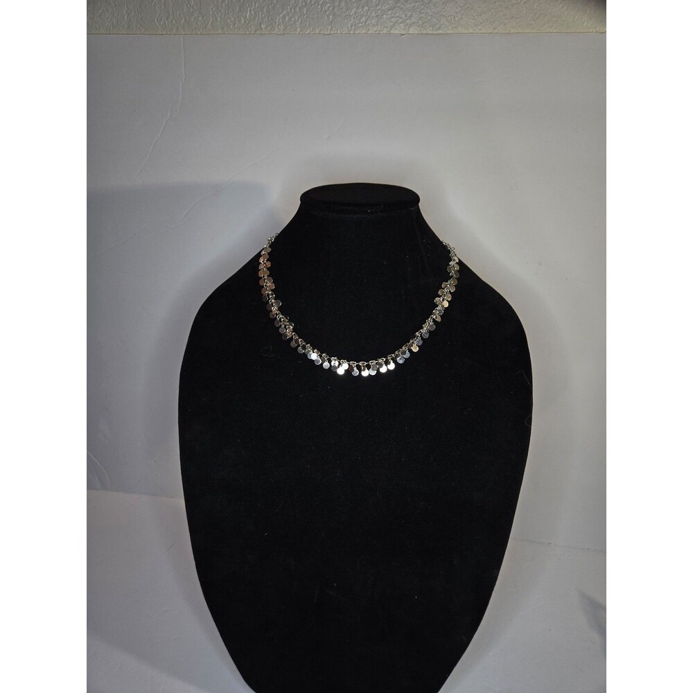 Silver Tone Necklace Circular Charms Hook Closure - Picture 2 of 6